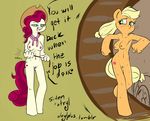  anthrofied applejack_(mlp) atryl breasts cherry_jubilee_(mlp) couple cowboy_hat cutie_mark equine female friendship_is_magic hat horse mammal my_little_pony nipples pony pussy siden sweat whip 
