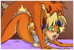  anthro bandicoot bed blonde_hair blush breasts clothing coco_bandicoot crash_bandicoot crash_bandicoot_(series) cum cum_inside duo eyes_closed female green_eyes hair incest male mammal marsupial open_mouth orgasm penetration sex sigu straight tongue tongue_out video_games 