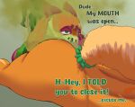 anthro big_butt butt canid canine canis casey_(dmb) chekrep102 dialogue duo face_in_ass fart fart_cloud farting_in_mouth farting_on_another farting_on_face fur gassy hybrid male male/male mammal maned_wolf mephitid multicolored_body multicolored_fur orange_body orange_fur raised_tail ramsey_(dmb) skunk smelly tail talking_to_another talking_to_partner wolf
