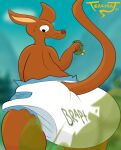 anthro clean_diaper clothed clothing diaper diaper_fetish diaper_only digital_media_(artwork) fart hi_res kangaroo macropod male mammal marsupial sniff_(moomin) solo tail teasyrat the_moomins topless wearing_diaper