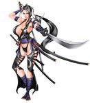  1girl armor black_hair breasts large_breasts long_hair revealing_clothes shura solo soulcalibur soulcalibur_iv sword tabi weapon 