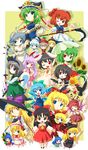  :p animal_ears ascot bad_id bad_pixiv_id beamed_eighth_notes bird black_hair black_wings blonde_hair blue_eyes blue_hair brown_eyes bunny_ears camera chibi cirno closed_eyes crow crown doll dual_persona eighth_note everyone fairy fan flower frog ghost gohei green_hair hair_ribbon hairband hakurei_reimu hat highres hitodama inaba_tewi izayoi_sakuya katana kazami_yuuka kirisame_marisa knife konpaku_youmu konpaku_youmu_(ghost) lily_black lily_white long_hair lunasa_prismriver lyrica_prismriver maid medicine_melancholy merlin_prismriver michii_yuuki multiple_girls musical_note mystia_lorelei one_eye_closed onozuka_komachi outstretched_arms parasol phantasmagoria_of_flower_view plaid plaid_skirt plaid_vest purple_eyes purple_hair red_eyes red_hair reisen_udongein_inaba ribbon rod_of_remorse scythe shameimaru_aya shiki_eiki short_hair silver_hair skirt skirt_set spread_arms su-san sunflower sword tongue tongue_out touhou umbrella v vest weapon wings witch_hat yellow_eyes 