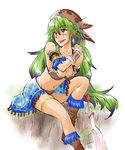  fang green_hair midriff monster_hunter nekoguchi orange_eyes pirate solo sword weapon 