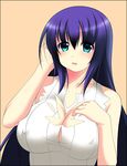  arin artist_request blue_eyes blue_hair breasts cleavage covered_nipples huge_breasts long_hair open_mouth pangya solo 