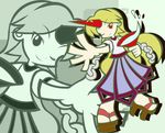  blonde_hair cup horn hoshiguma_yuugi ikasui_(okakenn1224) one_eye_closed parody puyopuyo puyopuyo_fever sakazuki style_parody touhou zoom_layer 