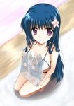  arin artist_request bikini blue_hair blush breasts cleavage large_breasts long_hair pangya see-through smile solo swimsuit 