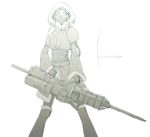  artist_name balaclava green hood kyo_(kuroichigo) long_hair lost_planet lost_planet_colonies monochrome pile_bunker simple_background solo weapon 