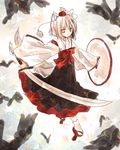  animal_ears geta hat inubashiri_momiji long_skirt shield skirt solo sword tengu-geta tokin_hat torii_sumi touhou weapon white_hair wolf_ears 