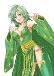  armpits blue_eyes breasts cape cleavage detached_sleeves final_fantasy final_fantasy_iv green_hair kareji large_breasts rydia solo thighhighs 