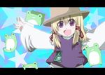  bad_id bad_pixiv_id blonde_hair frog hat moriya_suwako ribbon shion_(ikihara) short_hair solo touhou 
