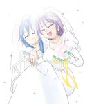  :3 bouquet bride dress eunos flower happy_tears hiiragi_kagami izumi_konata lucky_star mole mole_under_eye multiple_girls tears wedding wedding_dress wife_and_wife yuri 