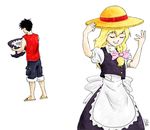  1girl crossover hat kirisame_marisa monkey_d_luffy one_piece sab-chan touhou 