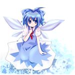  blue_eyes blue_hair bow cirno metaru_maccha solo touhou wings 