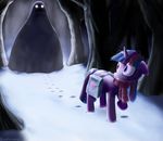  creepy equine fog friendship_is_magic glowing_eyes groke looking_back my_little_pony night rautakoura scarf snow the_moomins tree twilight_sparkle_(mlp) wood 
