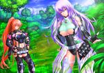  alisa_landeel forest multiple_girls nature neighbor_quartz orange_hair phantasy_star phantasy_star_online_2 purple_eyes purple_hair rappy red_eyes snappop thousand_rim 