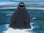  big_eyes big_nose black_body claws cool_colors cute fog groke ice looking_at_viewer moomin nihilplures not_furry purple signature smile snow the_groke the_moomins 