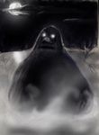  big_nose cloud flormon fog glowing_eyes horror monster moomin moon night nightmare_fuel open_mouth scary snow the_groke 