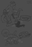 abdominal_bulge absurd_res anal anal_penetration anthro beastren brat_taming bullying dialogue duo english_text felid feline femboy from_front_position grav_(gravvure) gravvure heart_symbol hi_res male male/male mammal mating_press monochrome penetration sex sketch speech_bubble text