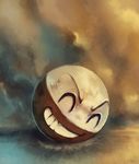  bad_deviantart_id bad_id closed_eyes commentary creature electrode full_body gen_1_pokemon glitchedpuppet grin highres no_humans open_mouth pokemon pokemon_(creature) sepia_background smile smoke solo teeth v-shaped_eyebrows 