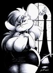 2012 big_breasts breasts chubby cleavage clothed clothing drake_fenwick dress dutch eiffel_tower female french hair mammal misty_the_mouse monochrome moon mouse nipples rodent 
