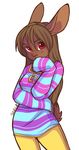  brown_hair cute female fur hair lagomorph looking_at_viewer mammal rabbit red_eyes solo strawberryneko 