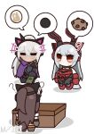  3girls ? animal_ears armor artist_name chibi cookie dark-skinned_female dark_skin english_commentary fake_animal_ears food from_behind full_body girls&#039;_frontline_2:_exilium grey_hair holding holding_money krolik_(girls&#039;_frontline_2) long_hair mayling_shen_(girls&#039;_frontline_2) mechanical_ears money mori_koa multiple_girls nemesis_(girls&#039;_frontline_2) playboy_bunny ponytail rabbit_ears red_eyes shadow simple_background speech_bubble standing tactical_clothes tactical_playboy_bunny white_background 
