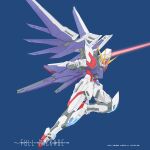  beam_saber beam_sword beam_weapon blue_background english_commentary gundam gundam_build_fighters highres holding holding_beam_saber holding_sword holding_weapon mecha mobile_suit no_humans robot saber_(weapon) simple_background star_build_strike_gundam sword v-fin wdy1000 weapon 