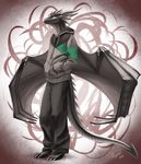  anthro black_scales clothing dragon fins grey grey_scales hands_in_pockets hoodie khyaber male morghus solo standing sweater wings 