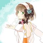  bad_id bad_pixiv_id bird bow brown_hair buun_ko coat flower green_eyes hair_bow hair_flower hair_ornament hairband leia_rolando long_sleeves looking_back short_hair smile solo tales_of_(series) tales_of_xillia 