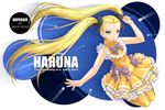  aoki_hagane_no_arpeggio blonde_hair character_name copyright_name dress facial_mark forehead_mark green_eyes haruna_(aoki_hagane_no_arpeggio) highres long_hair mao_(6r) personification solo twintails 