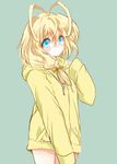  bad_id bad_pixiv_id blonde_hair blue_eyes braid haiyore!_nyaruko-san hastur_(nyaruko-san) hood hoodie jacket long_hair male_focus naked_hoodie no_pants otoko_no_ko shuu_(shu-nm) 