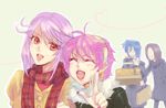  atwight_eks blue_hair dymlos_timber eyes_closed harold_berselius karell_berselius open_mouth pink_hair purple_hair red_eyes scarf tales_of_(series) tales_of_destiny tales_of_destiny_2 