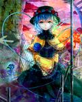  adapted_costume alternate_costume bad_id bad_pixiv_id black_hat blue_flower blue_hair blue_rose bug butterfly capelet dress flower green_eyes green_hair hat hat_flower insect komeiji_koishi lace-trimmed_sleeves long_sleeves looking_at_viewer multicolored_hair open_mouth rose short_hair silentdin sleeves_past_wrists solo third_eye touhou wide_sleeves 
