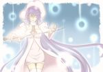  1girl atwight_eks blue_background breasts eyes_closed hat long_hair purple_hair skirt sword tales_of_(series) tales_of_destiny tales_of_destiny_2 thighhighs very_long_hair weapon 