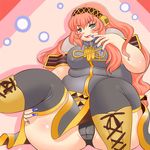  1girl aqua_eyes blue_nails blush breasts fat grape_jelly grape_jelly_(artist) headphones hips large_breasts megurine_luka nail_polish obese pink_hair plump thick_thighs thighs vocaloid wide_hips 