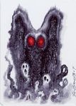  abstract ambiguous_gender big_eyes fobiapharmer ghost grey monster mothman plain_background red_eyes signature spirit wings 