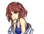  breasts cleavage competition_swimsuit headphones ikoma_minami kami_nomi_zo_shiru_sekai koss medium_breasts one-piece_swimsuit orange_eyes panties_(pantsu-pirate) red_hair short_hair solo swimsuit 