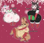 2024 accessory antennae_(anatomy) anthro anus areola armwear arthropod black_body black_fur blue_eyes blush boots bottomless bovid bovine bow_ribbon bow_tie breasts cattle christmas clothed clothing crossgender cute_fangs demon dewlap_(anatomy) dipstick_ears domestic_cat domestic_rabbit ear_markings elbow_gloves eyelashes fangs felid feline felis female flemish_giant footwear fur genitals gift gloves group hair hair_accessory hair_bow hair_ribbon handwear hazbin_hotel hazel_(shakotanbunny) hi_res holding_gift holding_object holidays horn husk_(hazbin_hotel) hybrid insect insect_wings kaik_(mooshikaik) kneeling l-a-v lagomorph legwear lepidopteran lepidopteran_wings leporid lips looking_at_viewer looking_back lying mammal markings mistletoe mistletoe_on_tail moth mtf_crossgender multicolored_body multicolored_ears multicolored_fur multiple_images navel nipples nude on_back open_mouth open_smile orange_eyes oryctolagus pink_body pink_fur pink_hair pink_lips plant pussy rabbit red_background ribbons shoes side_boob simple_background slightly_chubby smile smirk snowflake spots spotted_body spotted_fur spread_legs spreading standing stockings suit tan_body tan_fur teeth trio two_tone_body two_tone_fur white_body white_fur wings yellow_eyes