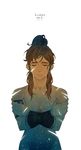  armband avatar_(series) blue_hair breasts brown_hair crying dark_skin gradient hair_tubes isist korra long_hair medium_breasts nude ponytail solo spoilers tears the_legend_of_korra 