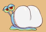 2024 big_butt blue_body butt clothed clothing feral gary_the_snail gastropod looking_at_viewer male mollusk narrowed_eyes nickelodeon partially_clothed red_eyes simple_background snail solo spongebob_squarepants underwear xxthegreyfoxxx