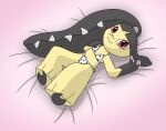 14:11 2024 2_mouths 3_fingers bed black_body bra clothed clothing colored_edge_bra colored_edge_panties colored_edge_underwear cow_print_bra cow_print_panties digital_drawing_(artwork) digital_media_(artwork) female fingers furniture generation_3_pokemon hi_res looking_at_viewer lying lying_on_bed mawile multi_mouth nintendo on_back on_bed panties pink_eyes pokemon pokemon_(species) ponponthebonbon side-tie_panties side-tie_underwear smile solo underwear underwear_only white_bra white_clothing white_panties white_underwear yellow_body