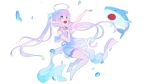  animal aqua_eyes barefoot bubbles dress fish long_hair nagisa_kurousagi necklace pointed_ears twintails underwater water white white_hair 