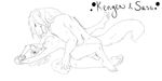  ball_gag bdsm black_and_white bondage bound breasts canine female gag hair handcuffs kengen long_hair male mammal monochrome plain_background sex shackles sketch straight susu susukiba_(artist) white_background wolf 