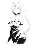  animal_ears capelet crossed_arms frown greyscale long_sleeves looking_at_viewer monochrome mouse_ears mouse_tail nazrin serious short_hair simple_background sketch skirt skirt_set solo standing tail touhou white_background yudepii 