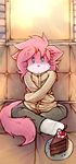  blue_eyes cat cute feline female fur hair looking_at_viewer male mammal orangebox pink pink_fur pink_hair solo straight straitjacket the_cake_is_not_a_lie vg_cats 