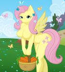  anthrofied arthropod basket blue_eyes breasts butterfly carrots cloud clouds cute cutie_mark equine female flower fluttershy_(mlp) friendship_is_magic hair horse insect mammal my_little_pony nude outside pegasus pink_hair pony sky solo vegetable whitmaverick wings 