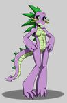  anthro anthrofied blush breasts crossgender dragon female friendship_is_magic green_eyes my_little_pony pose scalie simple_background smile solo spike_(mlp) sssonic2 
