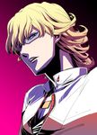  barnaby_brooks_jr blonde_hair glasses hidou_ryouji high_contrast jacket jewelry male_focus necklace red_jacket solo tiger_&amp;_bunny v-neck 
