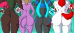 absurd_res anthro black_body black_fur blue_hair brown_body brown_fur brown_hair butt comparing comparing_butts cupcakecat_(character) dark_body dark_skin derthevaporeon domestic_cat eeveelution felid feline felis female female/female flower fur generation_2_pokemon generation_4_pokemon generation_6_pokemon green_hair grope group hair hi_res leaf legendary_pokemon lgbt_pride mammal meiveon_(cupcakewriter) mitsuki_(derthevaporeon) nintendo overwhelmed pink_flower plant pokemon pokemon_(species) pouting pride_colors purple_body purple_fur red_body red_fur red_hair shalem_(derthevaporeon) shaymin smug sylveon tail transgender_pride_colors umbreon white_body white_fur