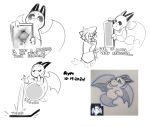 2024 2_horns 3_fingers ambiguous_anthro ambiguous_gender ambiguous_pred ambiguous_prey anthro anthro_pred anthro_prey arms_bent artist_name asking_another aymbord aymbord_(character) back_wings belly belly_expansion big_belly biped black_text black_text_outline bloated bodily_fluids brush claws closed_smile clothed clothed_ambiguous clothed_anthro clothing contact_onomatopoeia dated digital_drawing_(artwork) digital_media_(artwork) dragon duo ellipsis english_description english_text expansion extended_sound_effect eye_contact eyebrows eyewear falling_object falling_painting finger_claws fingers floating fluffy fluffy_tail front_view fully_inside ghost ghost_tail ghosts_&amp;_japes ghosts_and_japes glasses grey_text hair head_horn hi_res holding_brush holding_object holding_paintbrush holding_painting horn huge_belly imminent_vore impact_onomatopoeia inside_stomach internal japes_(japesofcakes) legless looking_at_another looking_at_object looking_at_painting looking_at_viewer looking_down_at_another looking_up_at_another mammal membrane_(anatomy) membranous_wings mixed_media motion_lines mouth_closed mythological_creature mythological_scalie mythology onomatopoeia open_mouth paintbrush painting painting_(object) path_lines pixel_(artwork) prey_pov pushing_object question same_size_vore scalie sequence short_hair side_view sketch smile smiling_at_another smiling_at_viewer soft_vore sound_effect_variant sound_effects spirit sploosh standing straight_arms straight_legs tail talking_to_another tapering_tail text three_frame_sequence thud traditional_media_(artwork) unknown_species unusual_vore vore wearing_glasses white_text wings